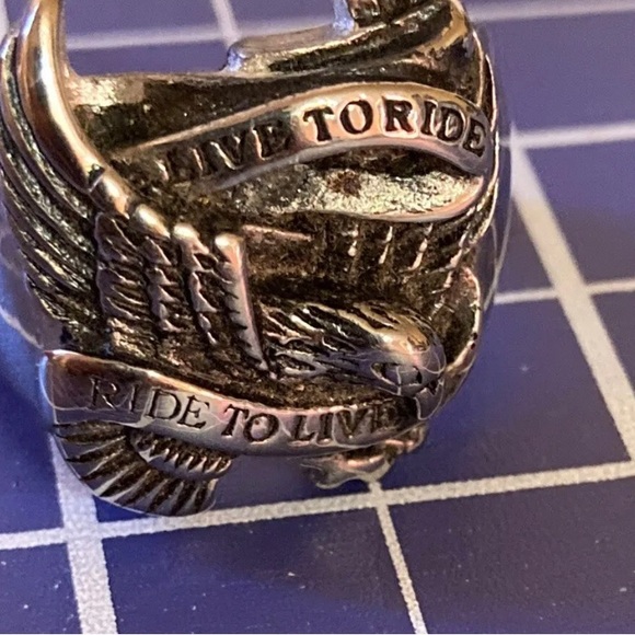 Eagle Ring . Mens Stainless Steel Gothic MC Biker Eagle Ring Men Size 10 - Picture 2 of 5